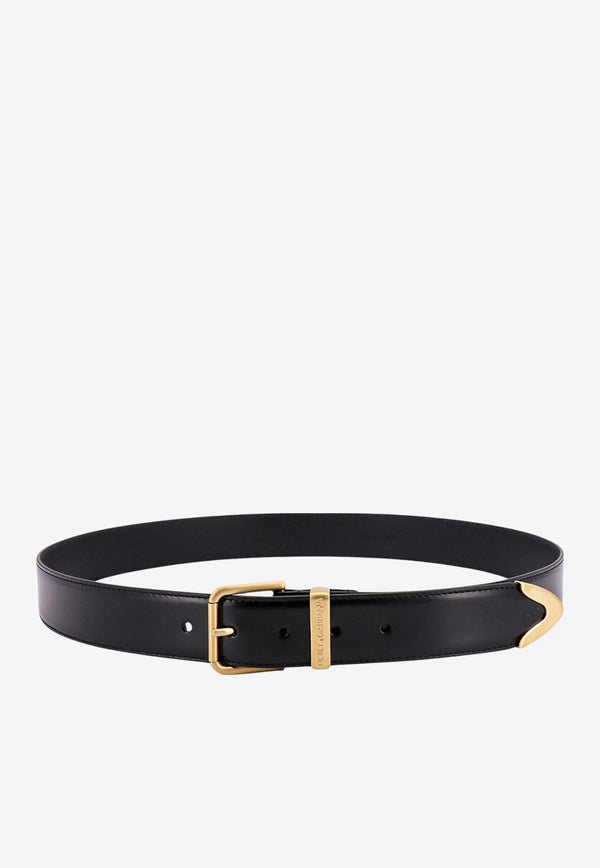 Dolce & Gabbana Logo Engraved Buckle Leather Belt Black BC4832AI105_8I815