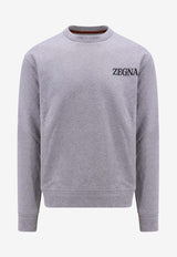 ZEGNA Logo Print Crewneck Sweatshirt Gray UC522A6C872_K95