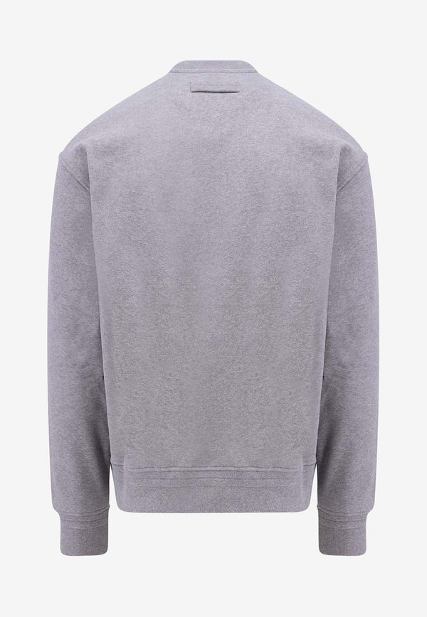 ZEGNA Logo Print Crewneck Sweatshirt Gray UC522A6C872_K95