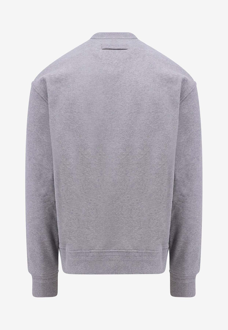 ZEGNA Logo Print Crewneck Sweatshirt Gray UC522A6C872_K95