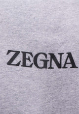 ZEGNA Logo Print Crewneck Sweatshirt Gray UC522A6C872_K95