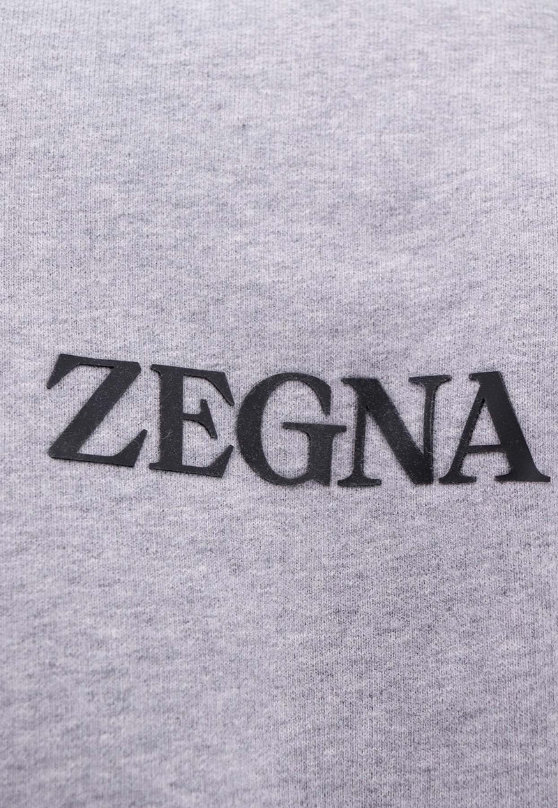 ZEGNA Logo Print Crewneck Sweatshirt Gray UC522A6C872_K95