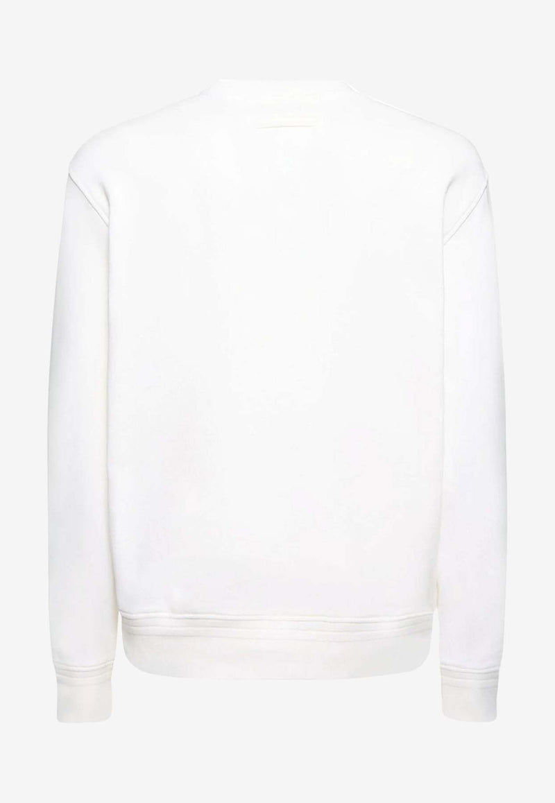 ZEGNA Logo Print Crewneck Sweatshirt White UC522A6C872_N01