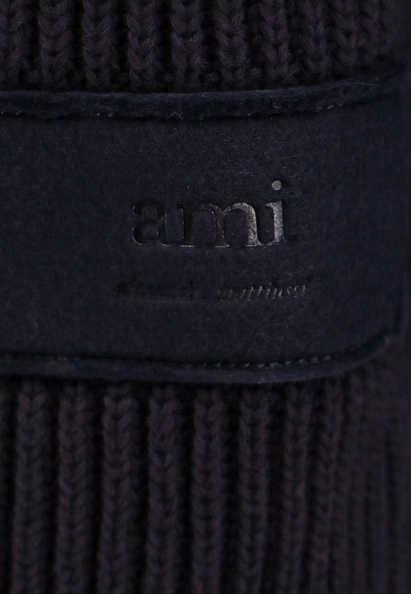 AMI PARIS Knitted Wool Sweater Blue HKS424KN0031_430