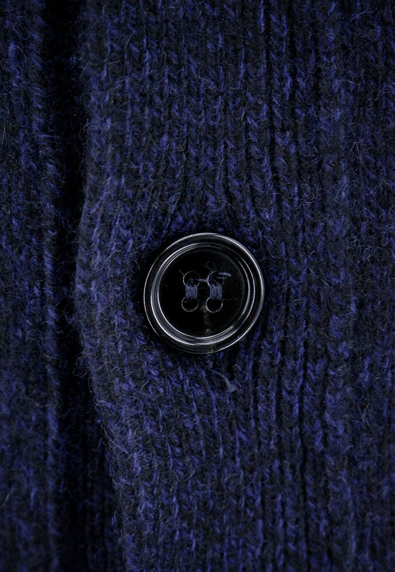 AMI PARIS Embroidered Logo Wool Cardigan Blue FKC127005_430