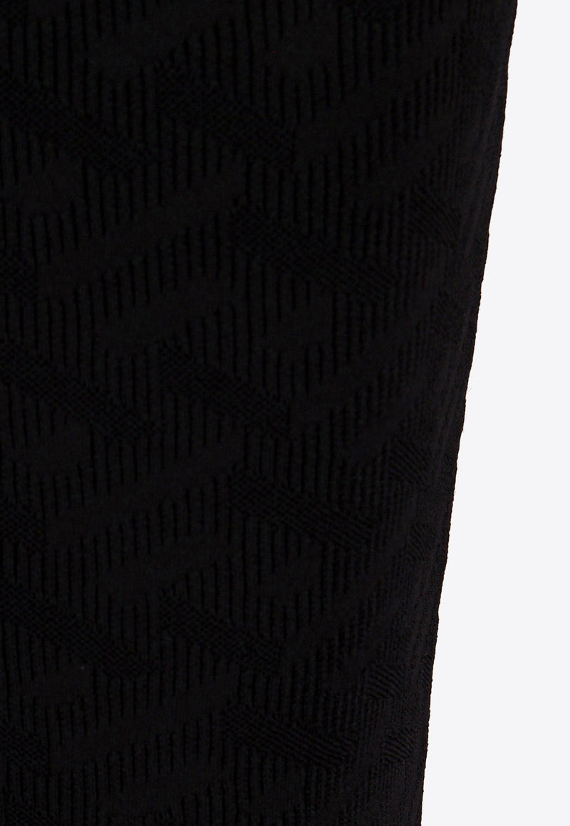 Versace La Greca Knitted Knee-length Dress Black 10113961A05236_1B000
