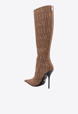 Versace 100 All-Over Logo Knee-High Boots
 10113981A07977_2N24P Brown
