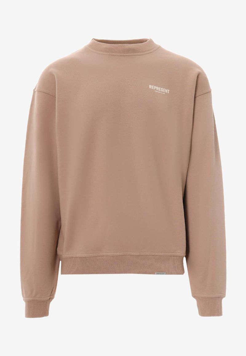 Represent Logo Print Crewneck Sweatshirt Beige MS4002227_STUCCO