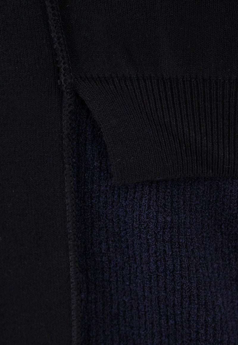 MM6 Maison Margiela Paneled Crewneck Sweater with Rounded Slit Black S52HL0012S18283_002F