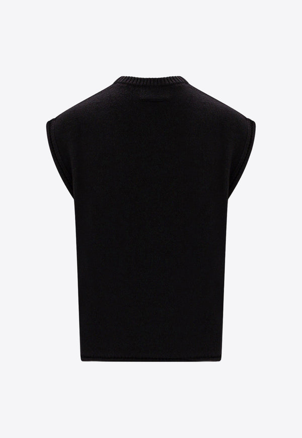 MM6 Maison Margiela V-neck Knitted Sweater Vest Black S52FB0081S18286_900J