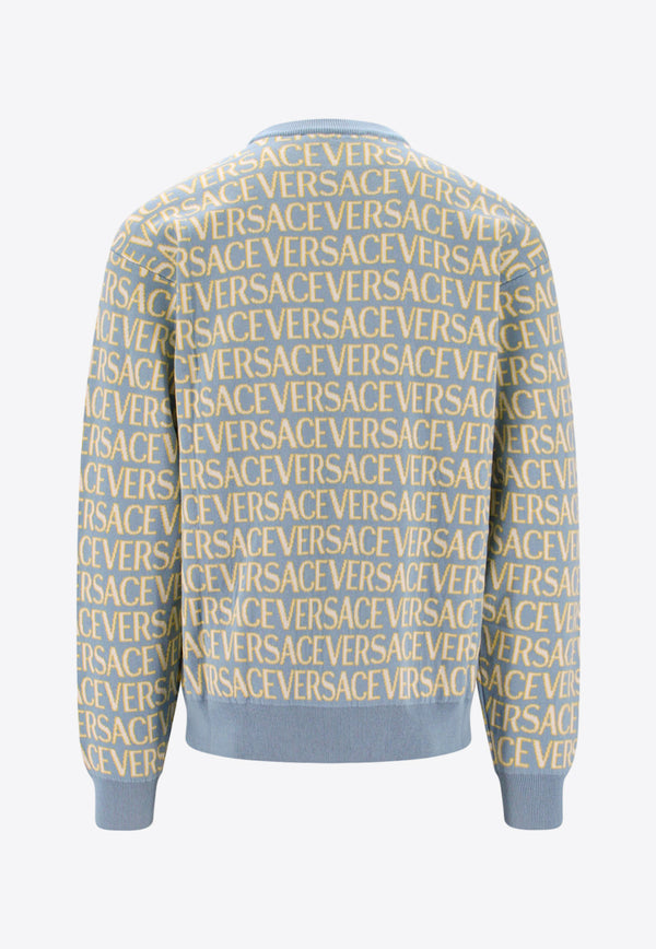 Versace All-Over Logo Jacquard Sweater Blue 10102491A07466_5V510