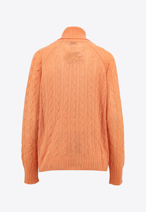 Etro Cable-Knit Turtleneck Sweater Orange 119009200_0750