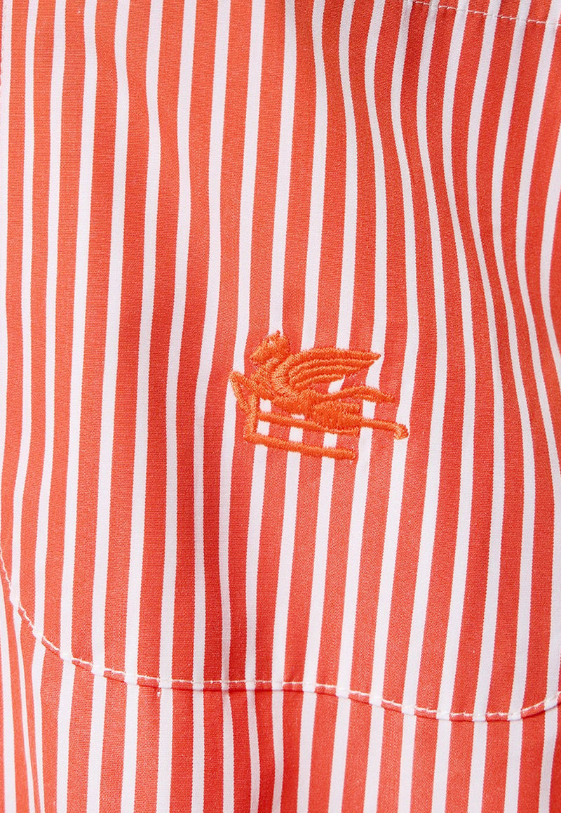 Etro Logo Embroidered Striped Shirt Orange 193853880_0600