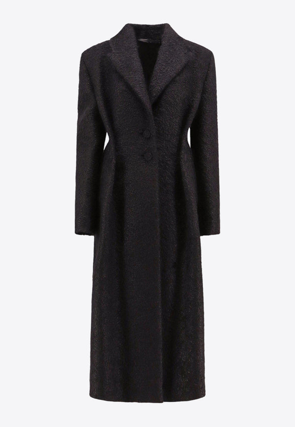 Givenchy Single-Breasted Wool Blend Long Coat Black BWC0BE151P_001