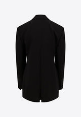 Givenchy Single-Breasted Pleated Wool Blazer Black BW30H11527_001