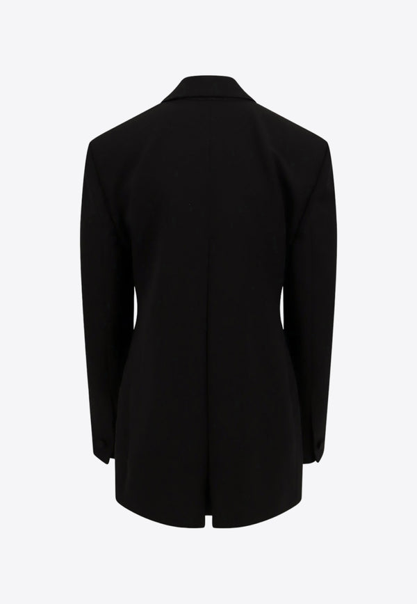 Givenchy Single-Breasted Pleated Wool Blazer Black BW30H11527_001