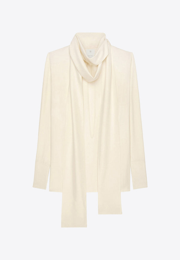 Givenchy Long-Sleeved Foulard Silk Blouse Beige BW6160153L_156