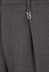 Fendi Tailored Pleated Wool Pants Gray FB0895APNN_F0UU0