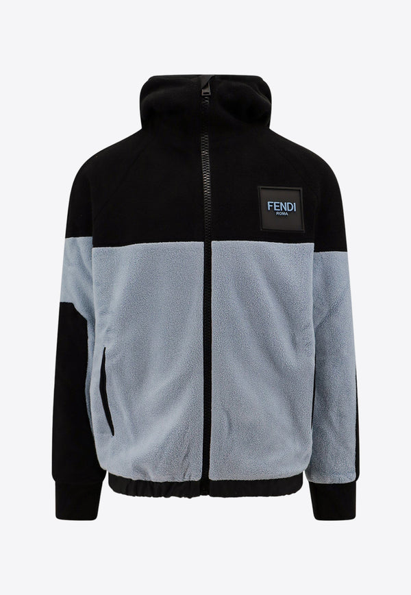 Fendi Colorblocked Zip-Up Fleece Sweatshirt Black FAF667APXD_F1MS2