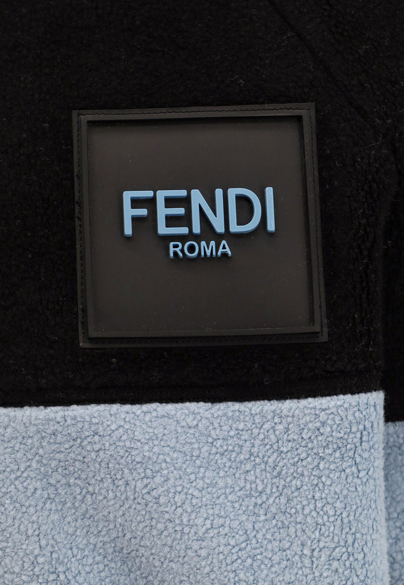 Fendi Colorblocked Zip-Up Fleece Sweatshirt Black FAF667APXD_F1MS2