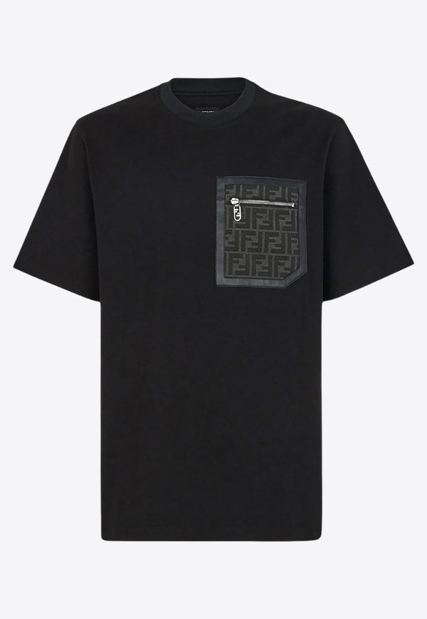 Fendi Monogram Pocket T-shirt Black FY1257APM4_F0QA1