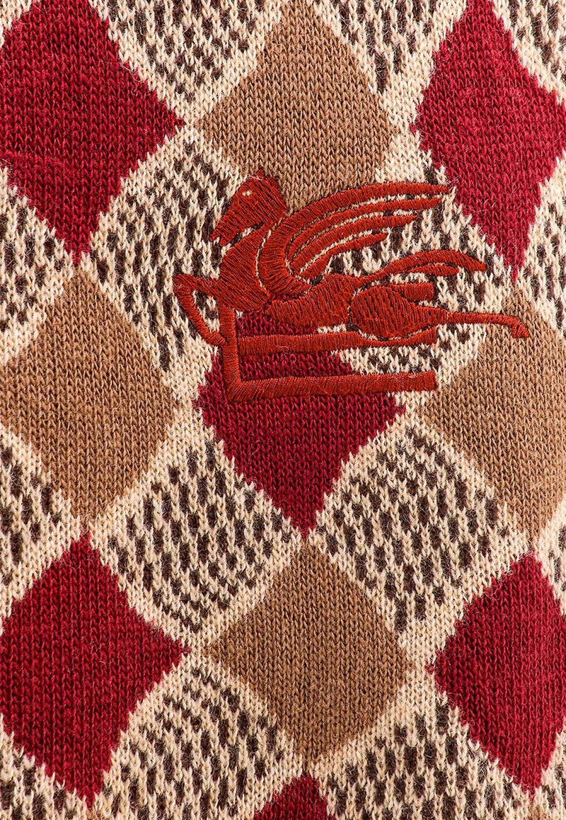 Etro Argyle Check Logo Vest in Wool 1N9609629_0750 Multicolor