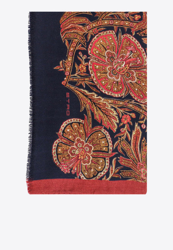 Etro Floral Print Frayed Scarf Multicolor 100079380_0200