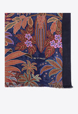 Etro Floral Print Frayed Scarf Blue 117779385_0200