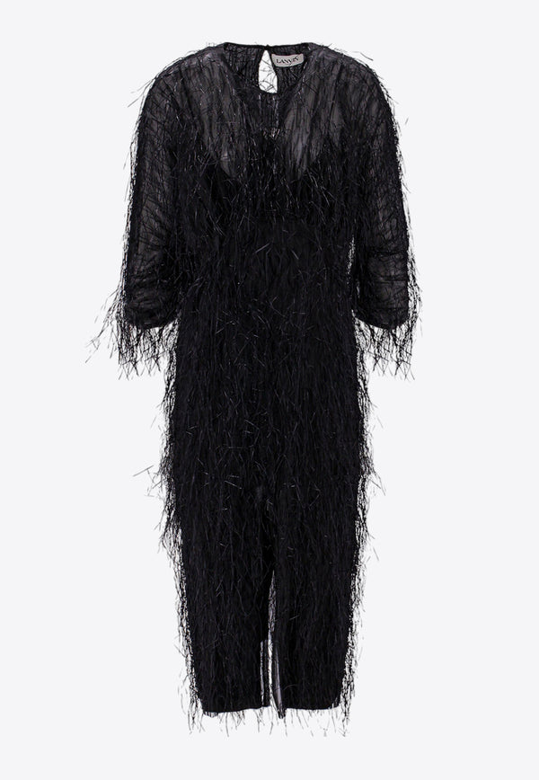 Lanvin Feathered Midi Dress Black RWDR01125767_1010