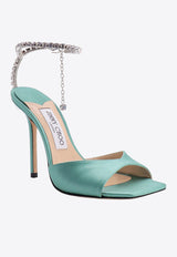 Jimmy Choo Saeda 100 Crystal-Embellished Sandals Green SAEDASANDAL100BGH_SMOKEGREE