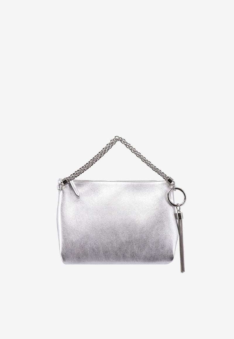 Jimmy Choo Callie Metallic Leather Pouch Bag Silver CALLIEMEA_SILVER