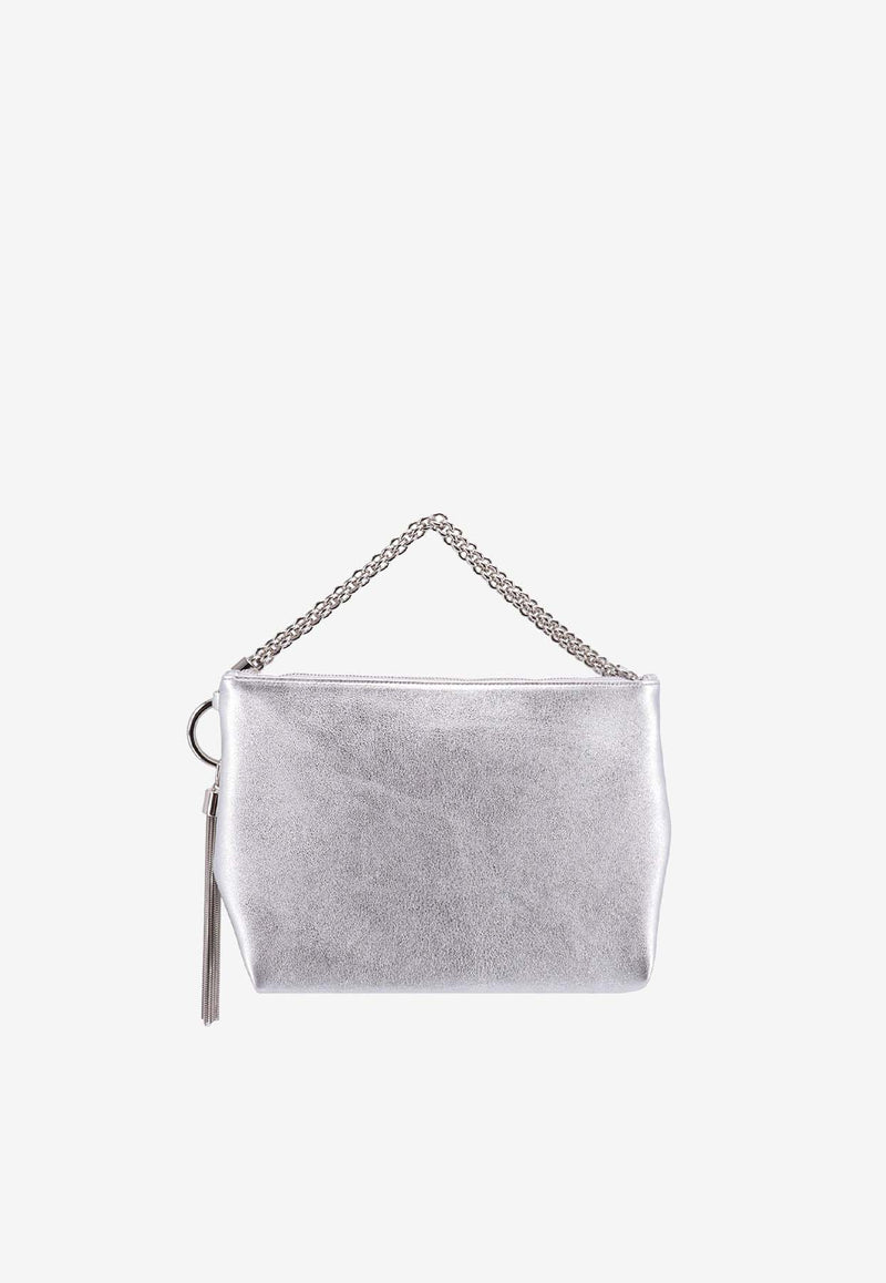 Jimmy Choo Callie Metallic Leather Pouch Bag Silver CALLIEMEA_SILVER