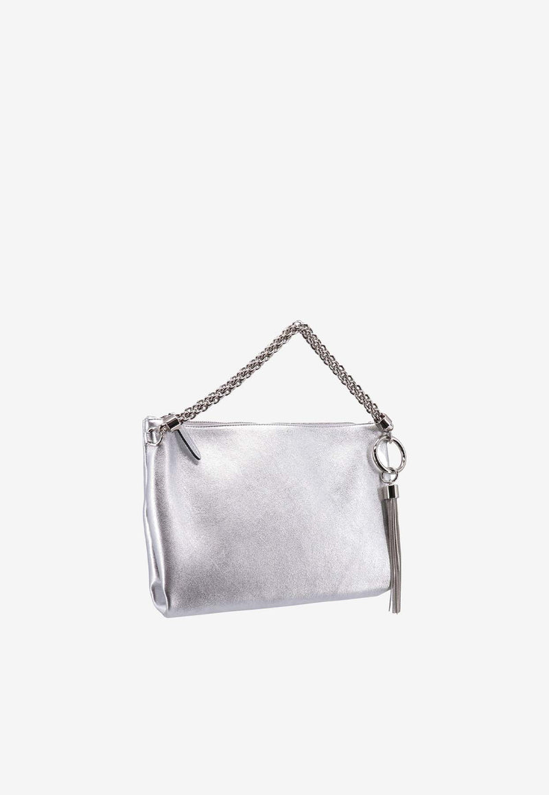 Jimmy Choo Callie Metallic Leather Pouch Bag Silver CALLIEMEA_SILVER