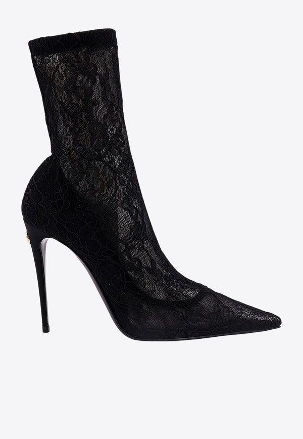 Dolce & Gabbana 110 Stretch Lace Ankle Boots Black CT0959AP739_8B956