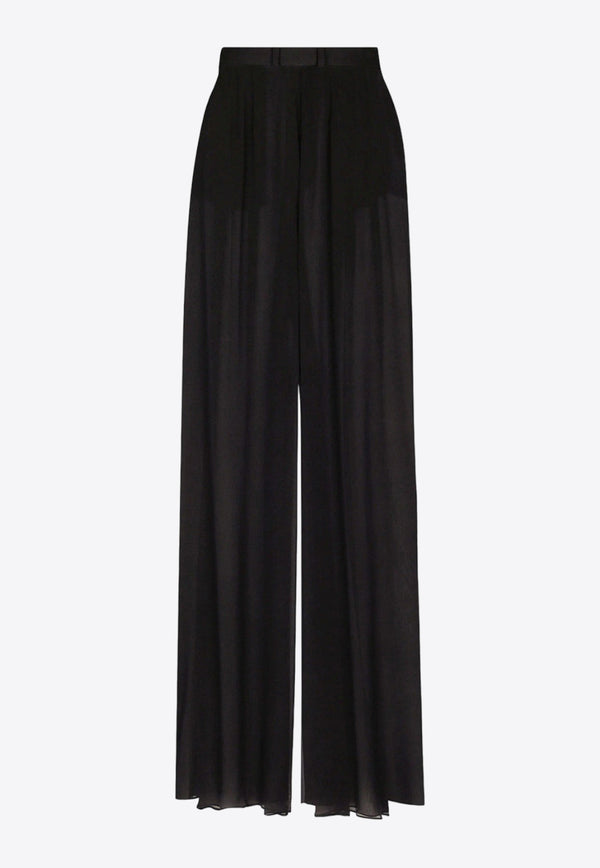 Dolce & Gabbana Semi Sheer Wide-Leg Silk Pants Black FTC0WTFUAA1_N0000