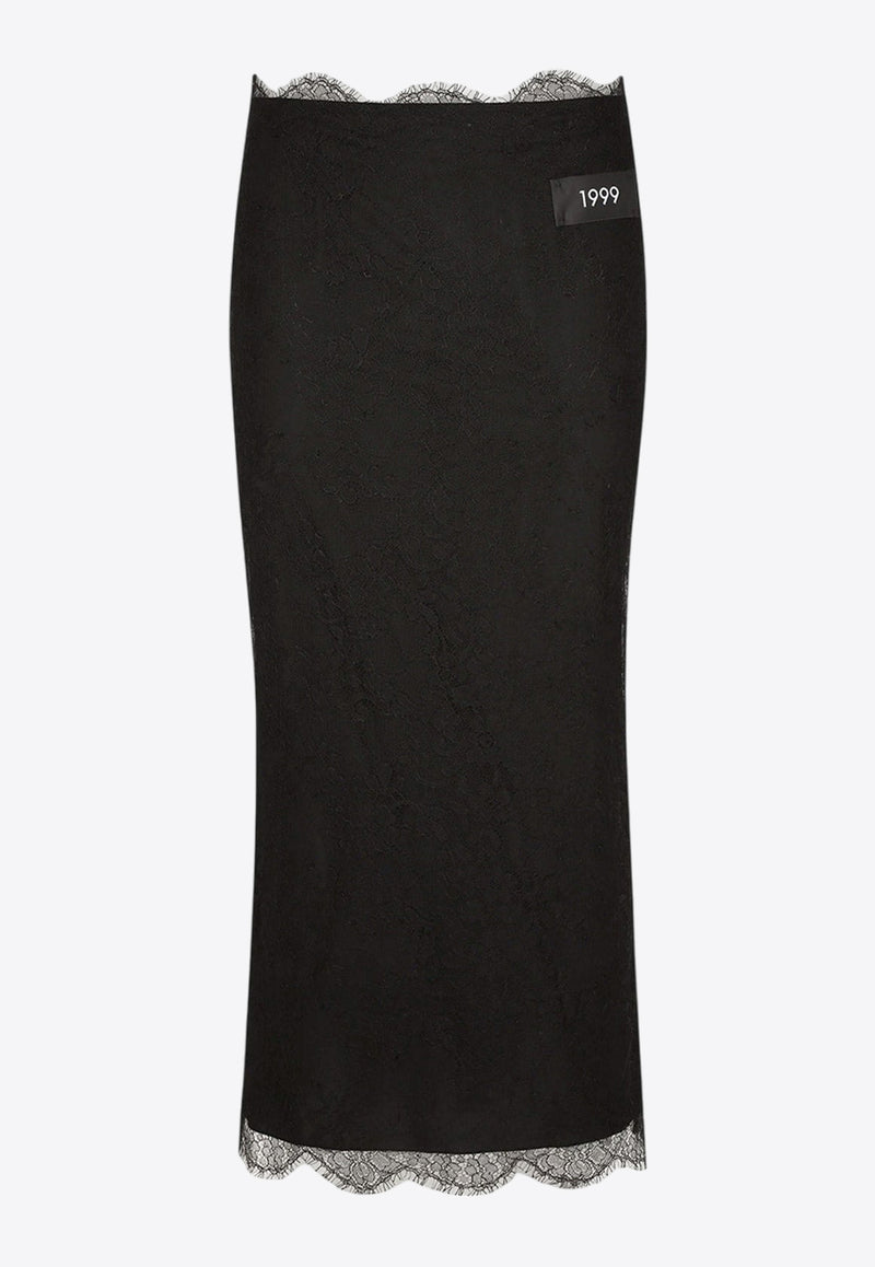 Dolce & Gabbana Chantilly Lace Midi Skirt Black F4CRDTHLM9J_N0000