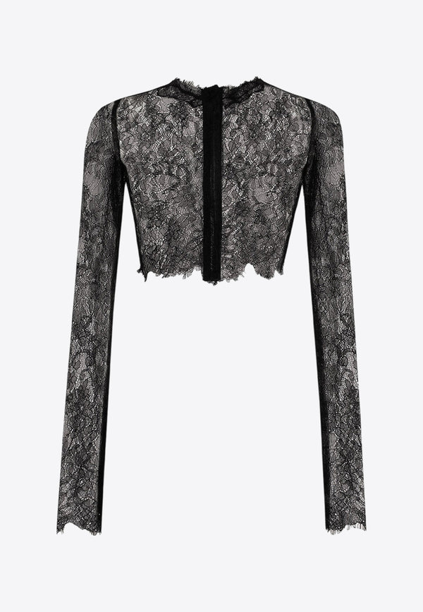 Dolce & Gabbana Chantilly Lace Cropped Top Black F780MTHLM9J_N0000