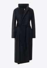 Sacai Pinstriped Wool Coat Black 2306979_001