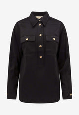 Michael Kors Satin Long-Sleeved Shirt Black MF340JX99G_001