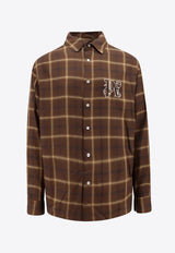 Palm Angels Logo Embroidered Checked Shirt  Brown PMGE010E23FAB002_6003