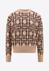 Palm Angels Patterned Crewneck Sweater Beige PMHE053E23KNI001_6160