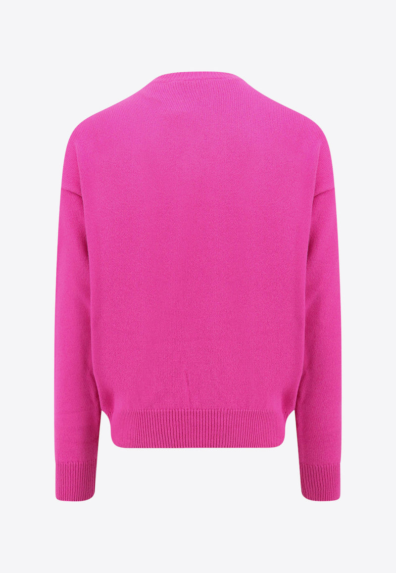 Palm Angels Logo Intarsia Wool-Blend Sweater Pink PMHE054E23KNI006_3229