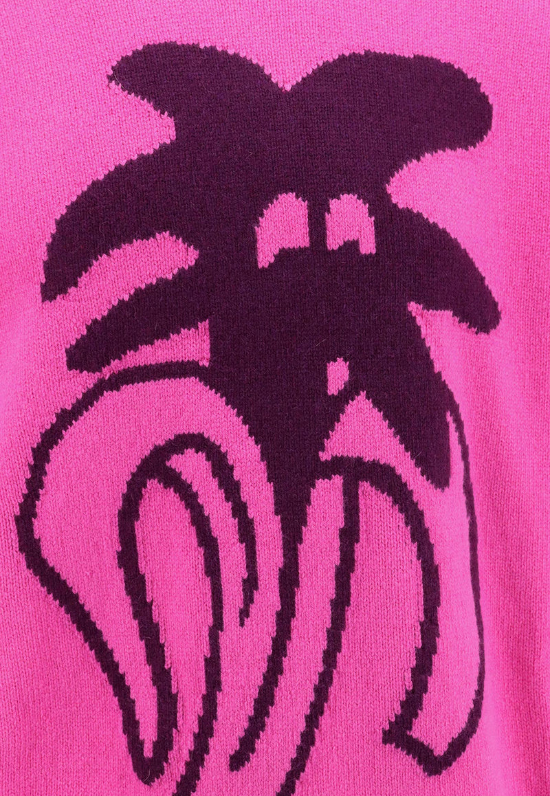 Palm Angels Logo Intarsia Wool-Blend Sweater Pink PMHE054E23KNI006_3229