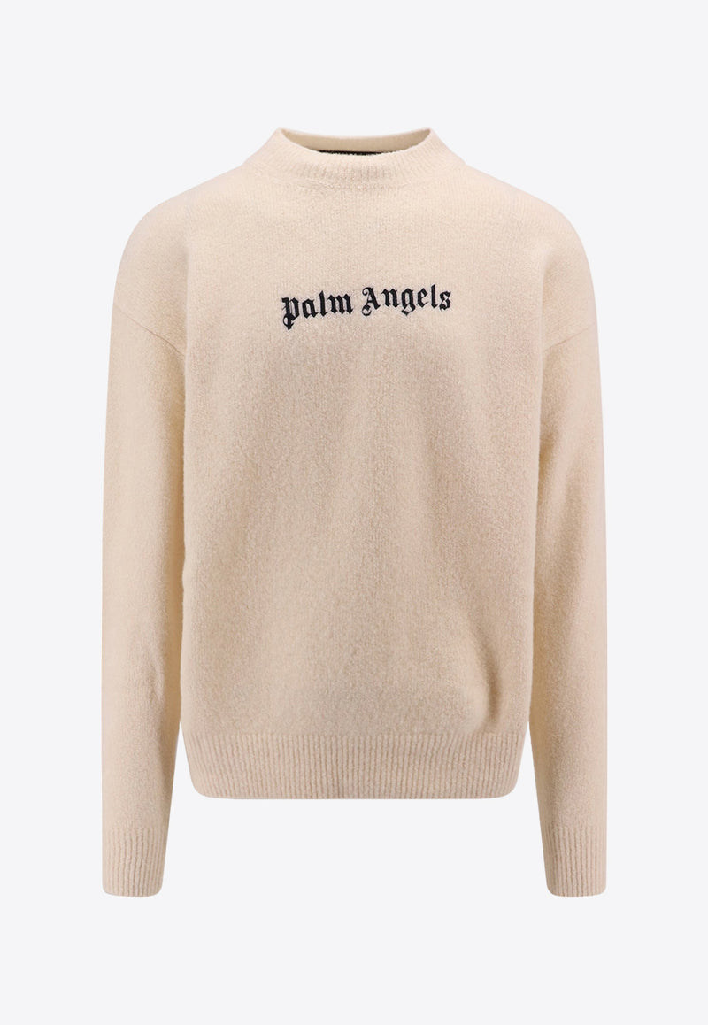 Palm Angels Logo Embroidered Crewneck Sweater Beige PMHE054F23KNI004_0110