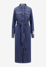 Golden Goose DB Dana Logo Patch Denim Midi Dress Blue GWP00714P000624_50100