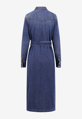 Golden Goose DB Dana Logo Patch Denim Midi Dress Blue GWP00714P000624_50100