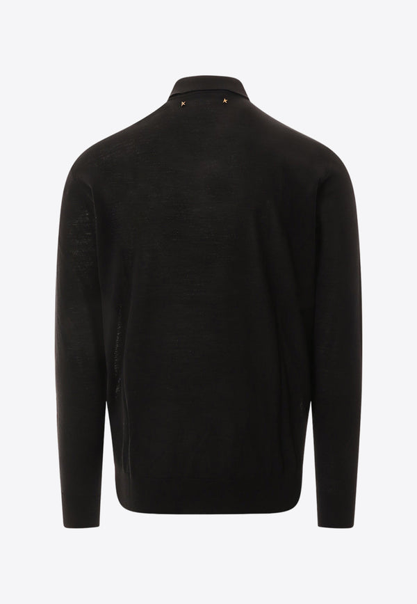 Golden Goose DB Long-Sleeved Wool Polo T-shirt Black GMP01353P001041_90100