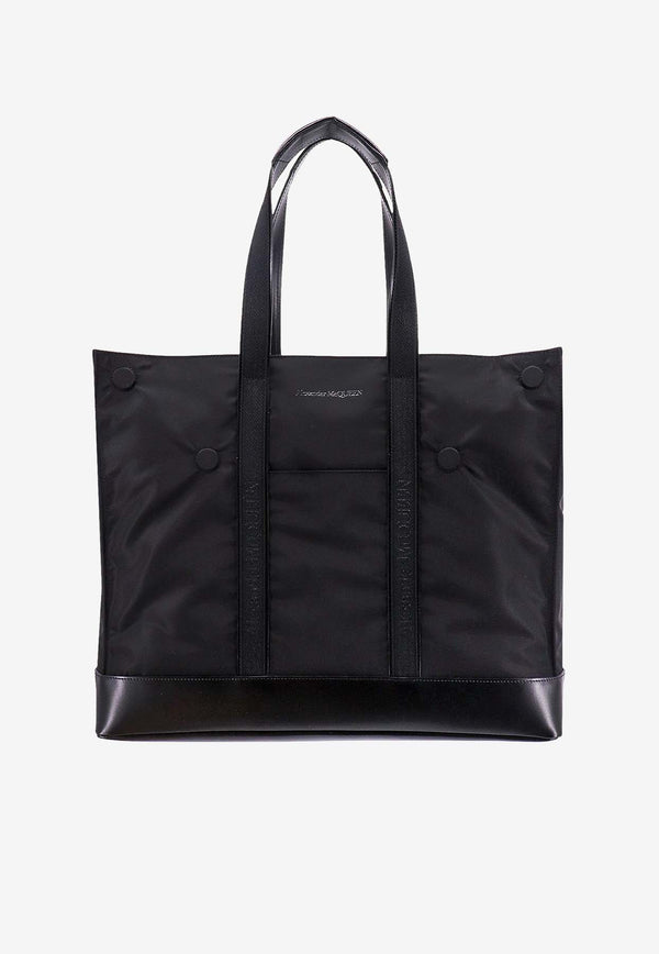 Alexander McQueen Logo Print Nylon Tote Bag Black 6831131AAE7_1000