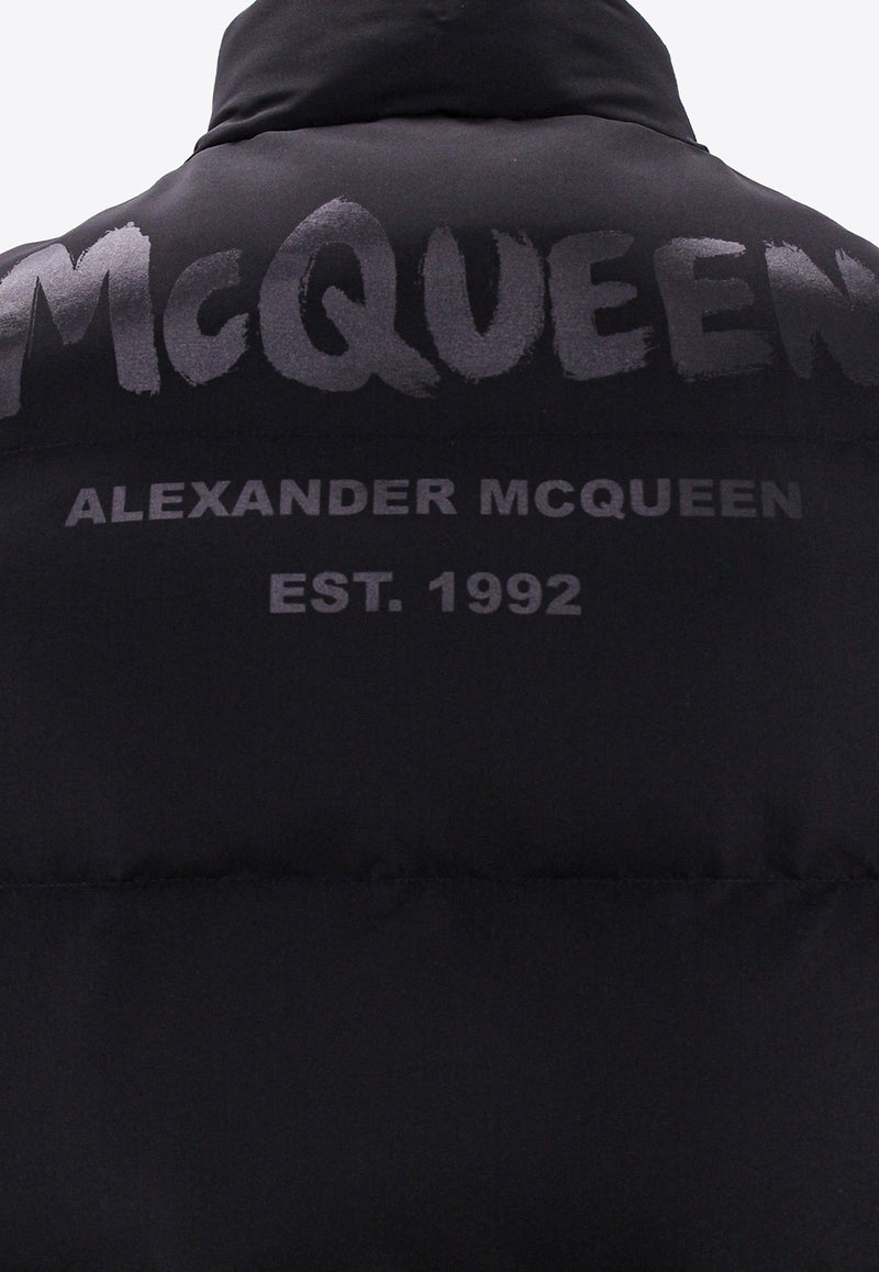 Alexander McQueen Graffiti Logo Padded Down Vest Black 682881QSR77_1000