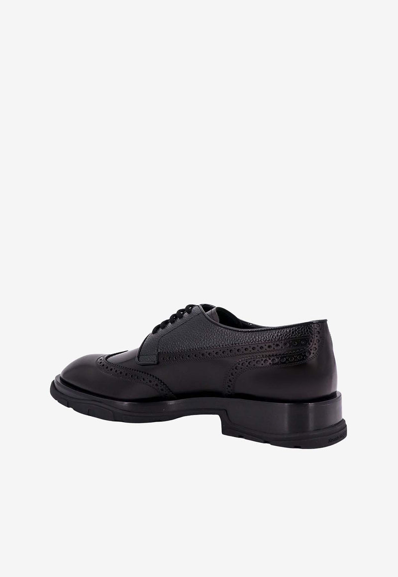 Alexander McQueen Brogue Detail Leather Derby Shoes Black 750388WIDW1_1000